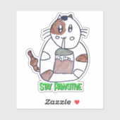 Bleibe Pawsitive Funny Cat Cartoon Notebook Aufkleber (Blatt)