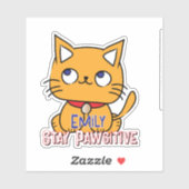 Bleibe Pawsitive Funny Cat Cartoon Notebook Aufkleber (Blatt)