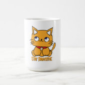 Bleibe Pawsitive Funny Cat Cartoon Notebook Kaffeetasse (Mittel)