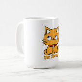 Bleibe Pawsitive Funny Cat Cartoon Notebook Kaffeetasse (Vorderseite Links)