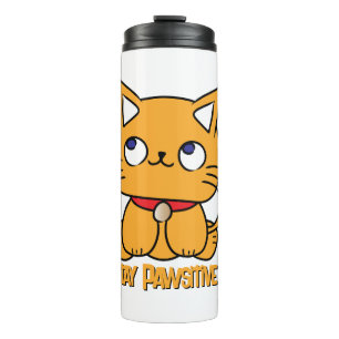 Bleibe Pawsitive Funny Cat Cartoon Notebook Thermosbecher