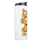 Bleibe Pawsitive Funny Cat Cartoon Notebook Thermosbecher (Nach links gedreht)