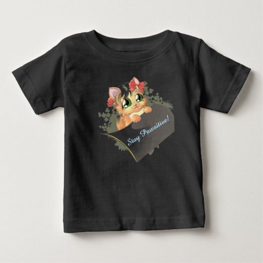 Bleibe Pawsitive Katze Kinder T - Shirt (Vorderseite)