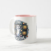 Bleibe Pawsitive Katze Zweifarbige Tasse (Vorderseite Links)