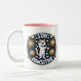 Bleibe Pawsitive Katze Zweifarbige Tasse