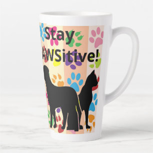 Bleibe Pawsitive Silhouette von Hund und Katze Milchtasse