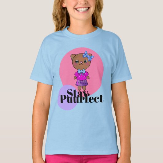 Bleibe Perfekte Niedliche Kitty Cat mit Hübschem B T-Shirt (Vorderseite)