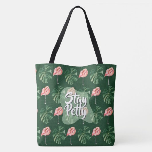 Bleibe Petty Custom Tropical Flamingo Monstera Lea Tasche (Rückseite)