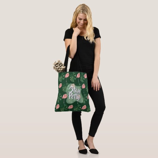 Bleibe Petty Custom Tropical Flamingo Monstera Lea Tasche (Am Model)