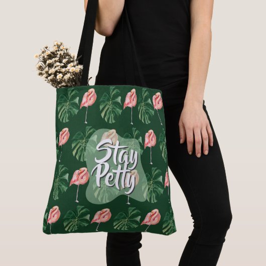Bleibe Petty Custom Tropical Flamingo Monstera Lea Tasche (Von Nahem)