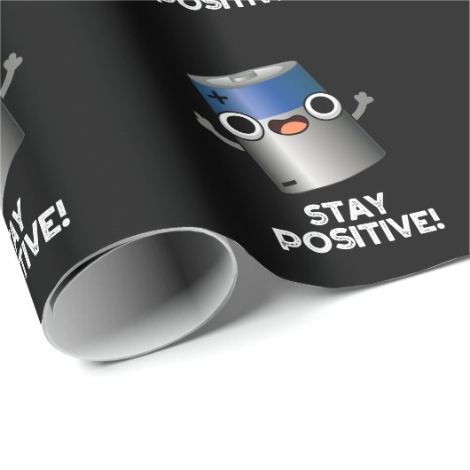 Bleibe Positiv Funny Battery Pun Dark BG Geschenkpapier (Rolleneckpunkt)