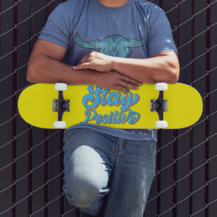 BLEIBE POSITIVE lustige Retrodesign der 70er Jahre Skateboard