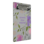 bleibe positiver Studentinnen lila rosa Blume Mini Klemmbrett (Schrägansicht)