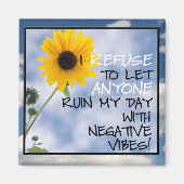 Bleibe positiver Text mit Sonnenblume im Himmel Magnet (Vorne)