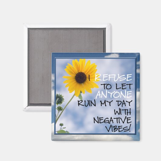 Bleibe positiver Text mit Sonnenblume im Himmel Magnet (Vorderseite/Rückseite)