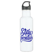 Bleibe Positives Blau Edelstahlflasche (Vorderseite)