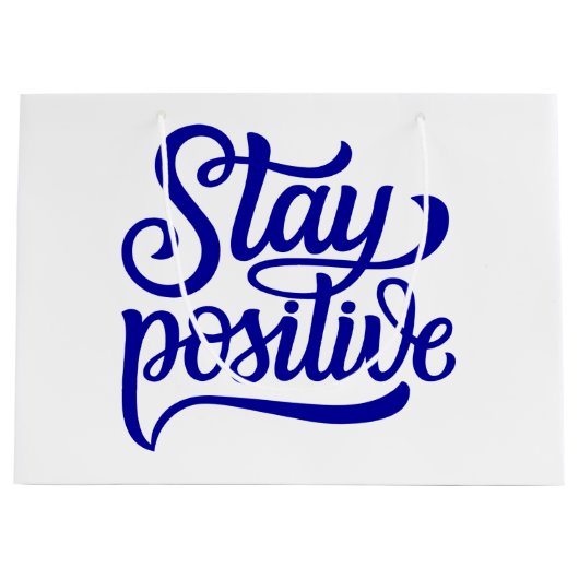 Bleibe Positives Blau Große Geschenktüte (Vorderseite)