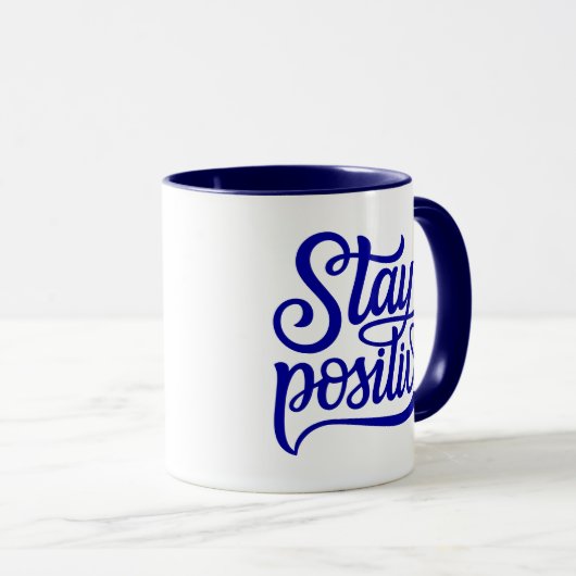 Bleibe Positives Blau Tasse (VorderseiteRechts)