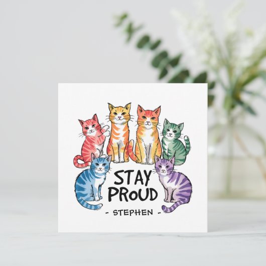 Bleibe Proud - Rainbow Cat LGBTQ Prix (Stehend Vorderseite)