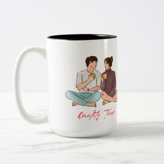 bleibe Qualitätszeit Zweifarbige Tasse (Links)