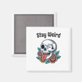 Bleibe Retro-Skull Magnet (Vorderseite/Rückseite)