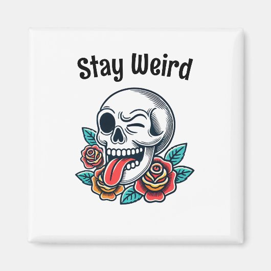 Bleibe Retro-Skull Magnet (Vorne)