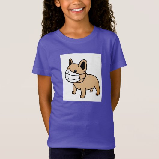 BLEIBE SAFE BULLDOG MIT FACE MASK GIRL T - Shirt (Vorderseite)