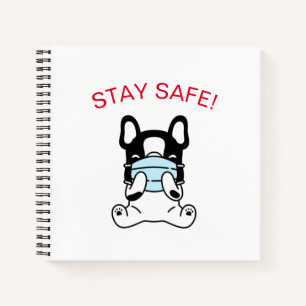 BLEIBE SAFE! BULLDOG WEARING MASK Spiralnotebook Notizblock