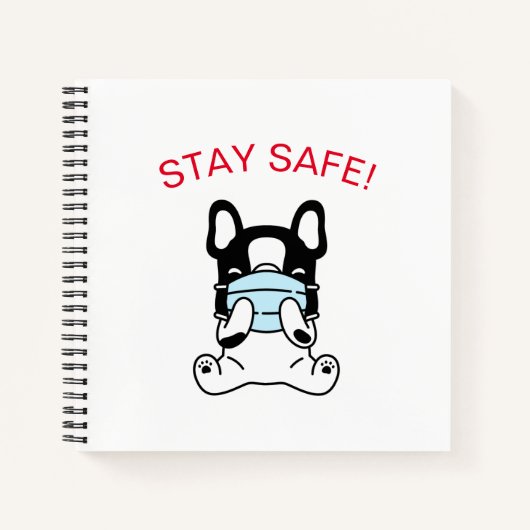 BLEIBE SAFE! BULLDOG WEARING MASK Spiralnotebook Notizblock (Vorderseite)