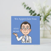Bleibe Safe Doctor Dankeskarte (Stehend Vorderseite)