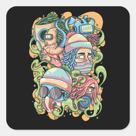 Bleibe Safe Quadratischer Aufkleber (Vorderseite)