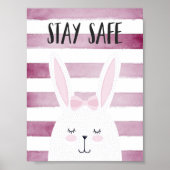 Bleibe Safe Quote Funny Bunny in Pink Shades Poster (Vorne)