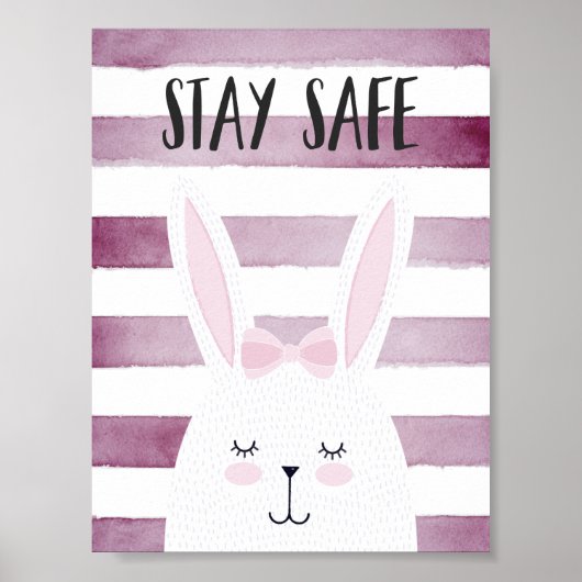 Bleibe Safe Quote Funny Bunny in Pink Shades Poster (Vorne)