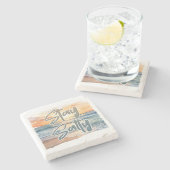 Bleibe Salty Sunset Beach Steinuntersetzer (Seitenansicht)