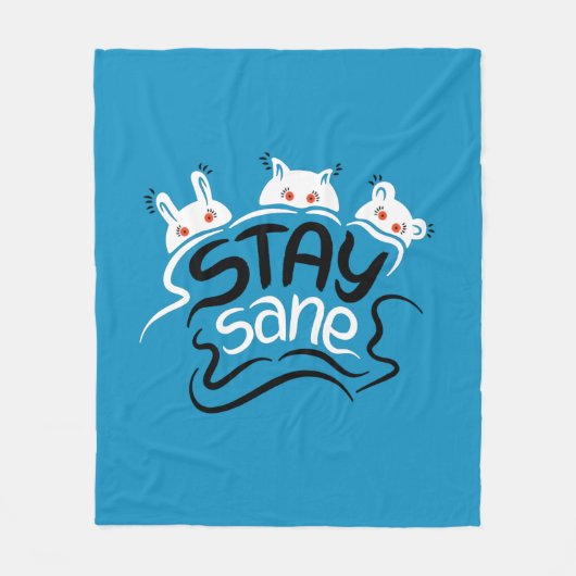 Bleibe Sane Funny Madness Typografy Fleecedecke (Vorderseite)