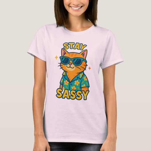 Bleibe Sassy Cat T - Shirt Funny Summer Cat Mama S (Vorderseite)