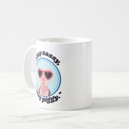 bleibe Schweinekonzept Kaffeetasse (Vorderseite Links)