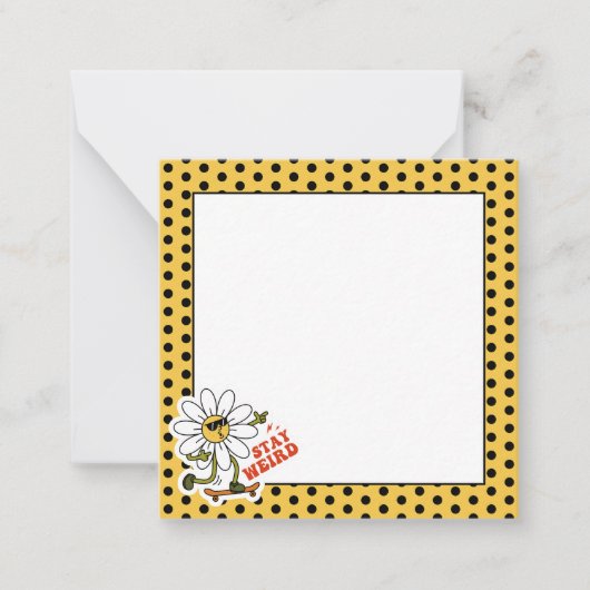 Bleibe seltsame Skateboarding Daisy Mitteilungskarte (Vorderseite)