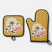 Bleibe seltsame Skateboarding Daisy Ofenhandschuh & Topflappen-Set (Vorderseite)