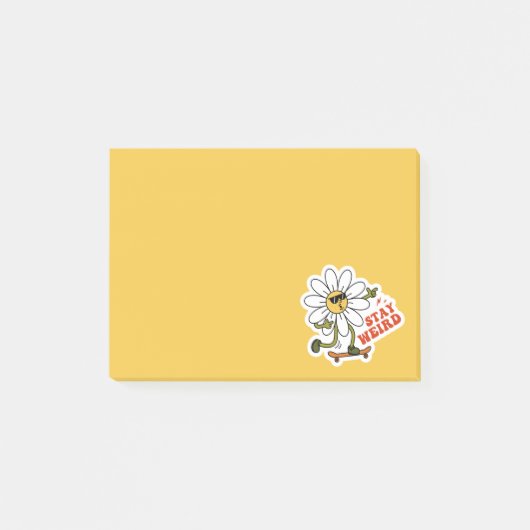 Bleibe seltsame Skateboarding Daisy Post-it Klebezettel (Vorderseite)