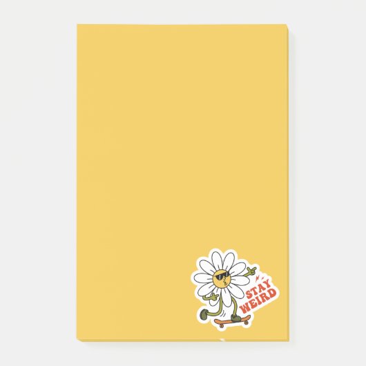 Bleibe seltsame Skateboarding Daisy Post-it Klebezettel (Vorderseite)