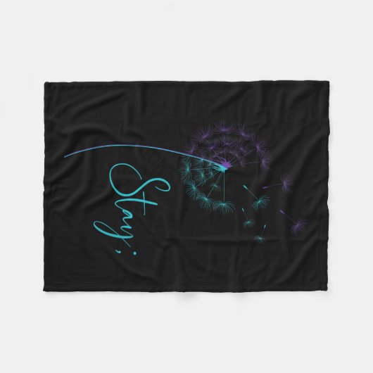 Bleibe Semicolon Aquamarin &amp; Lila Dandelion Su Fleecedecke (Vorderseite (Horizontal))