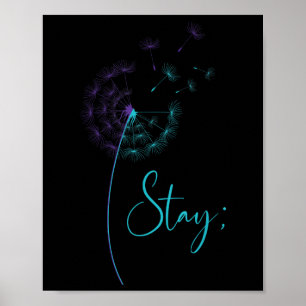 Bleibe Semicolon Aquamarin & Lila Dandelion Su Poster