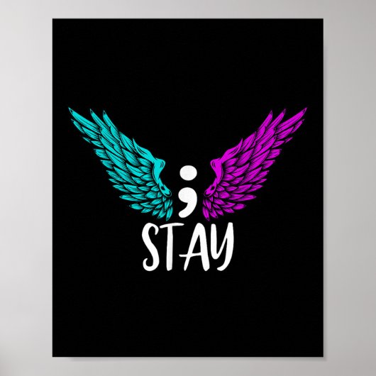 Bleibe Semicolon Suicide Awareness Mental Health A Poster (Vorne)