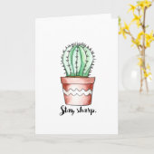 Bleibe Sharp Cactus Grußkarte Karte (Gelbe Blume)
