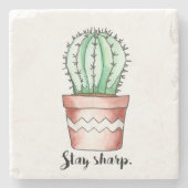 Bleibe Sharp Cactus Steinuntersetzer (Vorderseite)