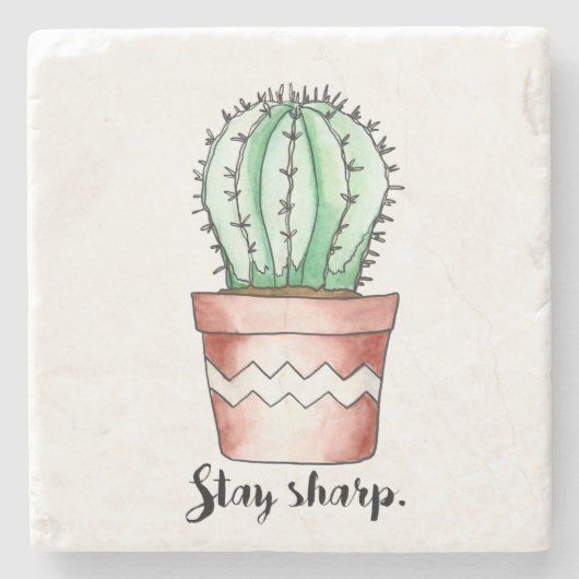 Bleibe Sharp Cactus Steinuntersetzer (Vorderseite)