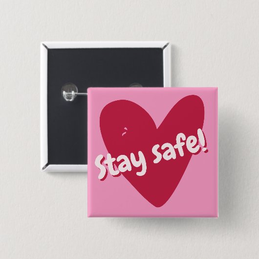 Bleibe sicher! Big Pink Heart - Corona Ermutigung Button (Vorne & Hinten)