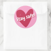 Bleibe sicher! Big Pink Heart - Corona Ermutigung Runder Aufkleber (Tasche)