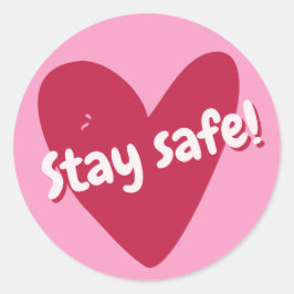 Bleibe sicher! Big Pink Heart - Corona Ermutigung Runder Aufkleber